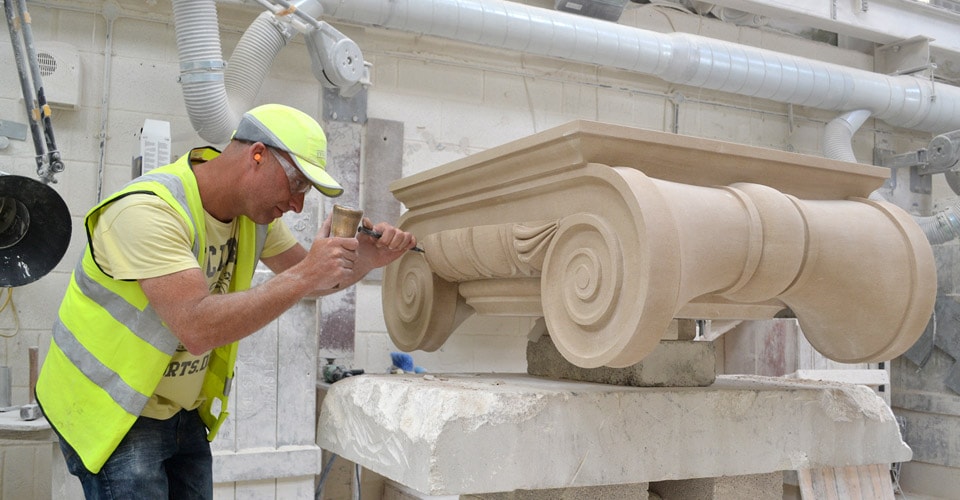 portland-stone-firms-handcrafingmasonry-team Classical natural Portland stone masonry and carving